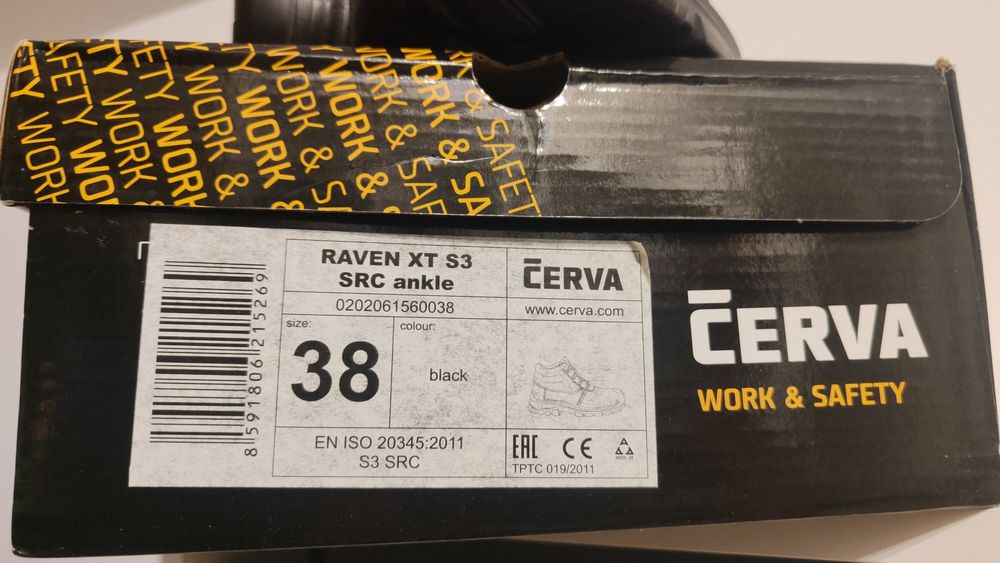 Obuwie robocze Cerva Raven XT S3 src trzewiki czarne r38