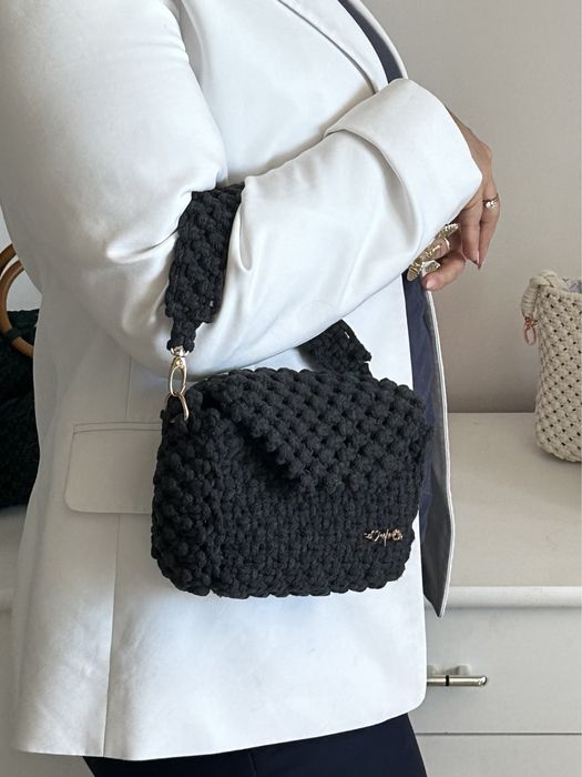 Torebka hand made bawelniana z Makramy