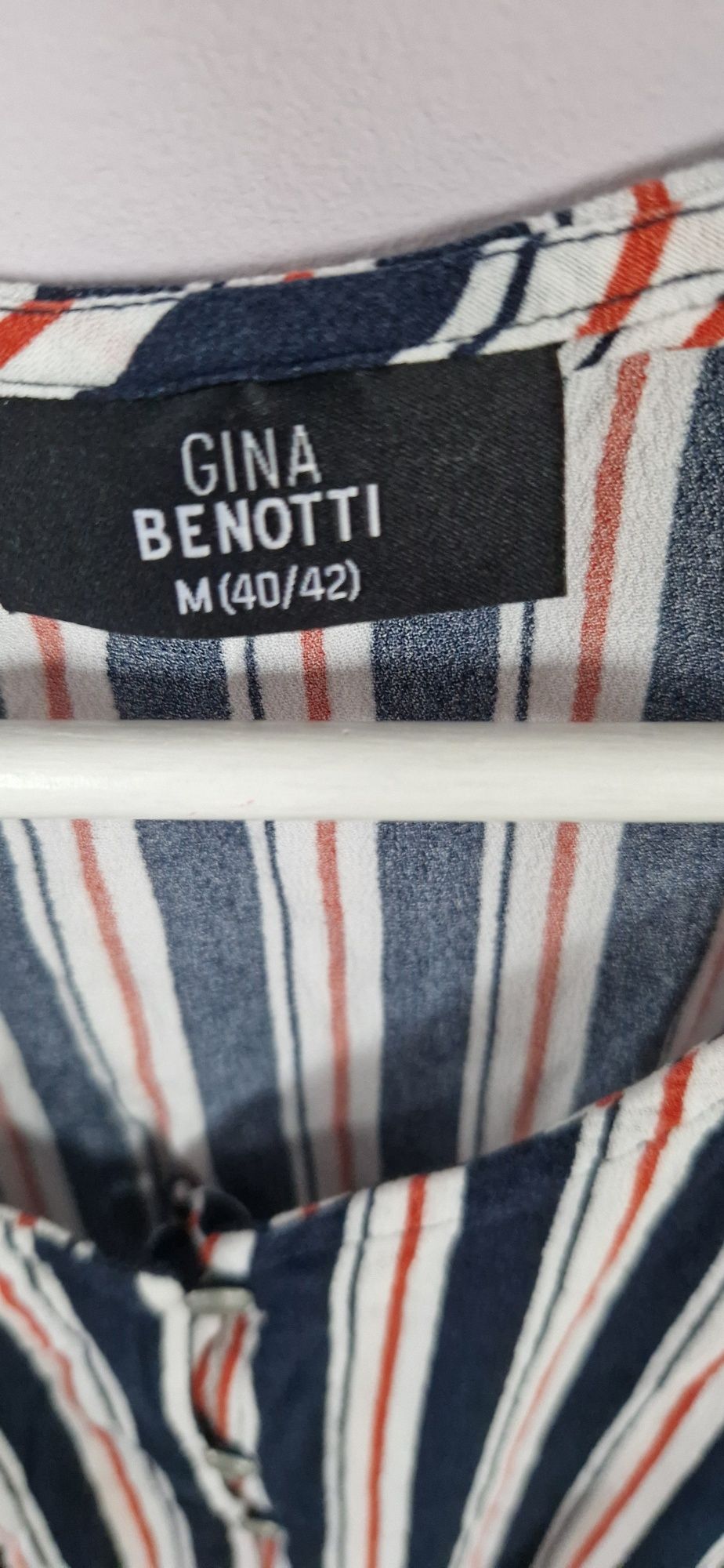 Granatowa letnia sukienka midi w paski bez rękawów eur L