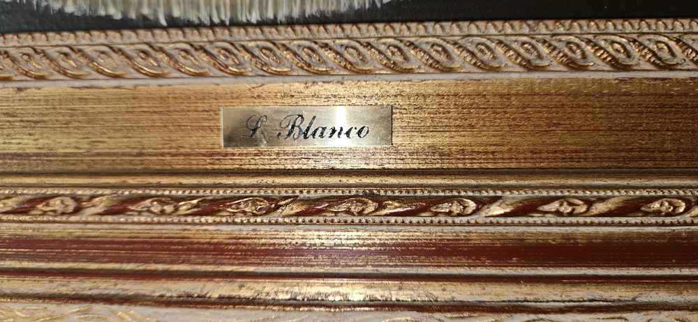 Pintura a óleo em tela de natureza morta - L. Blanco