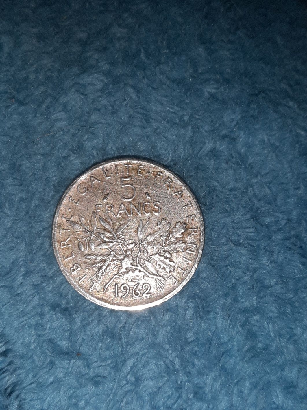 Moeda 5 francos em prata  francesa de 1962