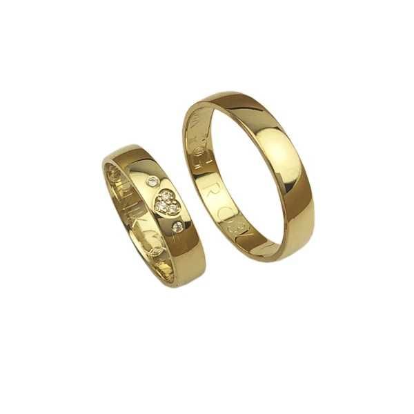 Obrączki ślubne złoto 585 półokrągłe cyrkonie serce 4mm goldrun bytom