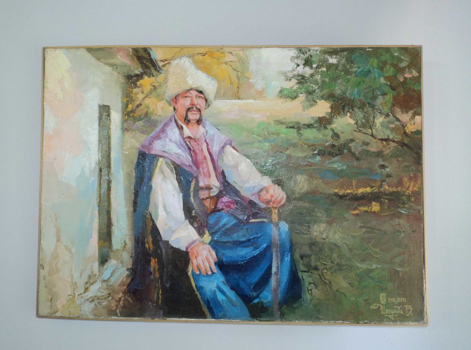 "Kozak pobliżu domu" 70.50 cm pl. Oil Władimir  Shandyba