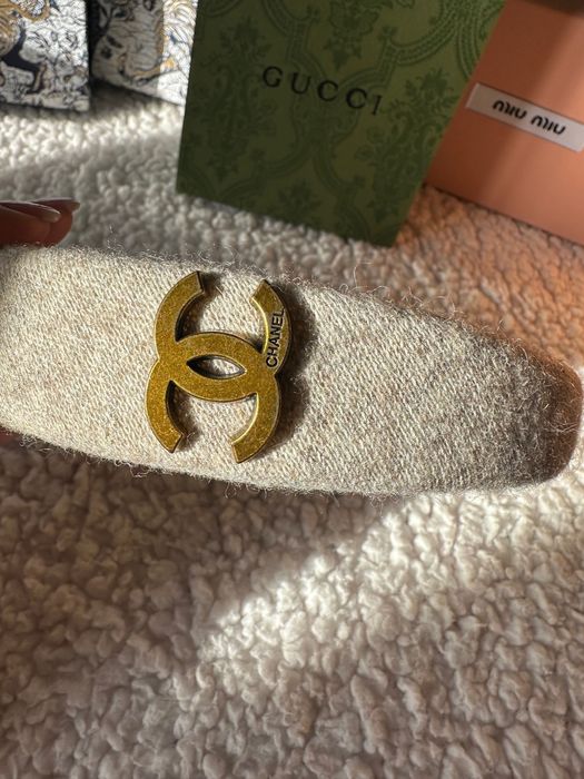 Opaska na głowę Chanel nowa złote Logo