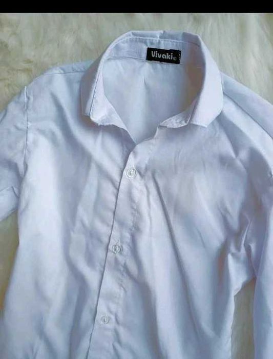 biała, wizytowa, elegancka koszula dla chłopca 110 116