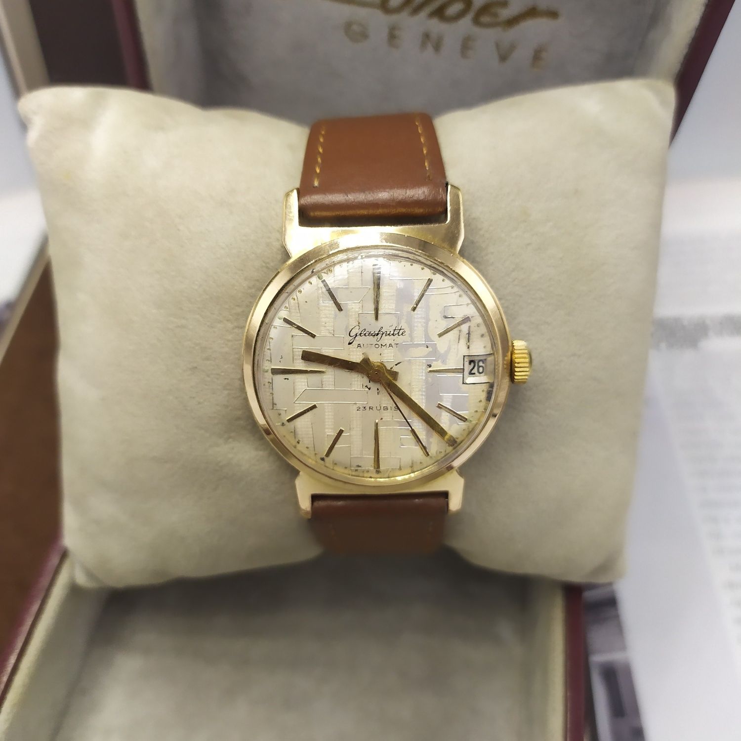 Zegarek męski glashutte mechaniczny pozłacany au