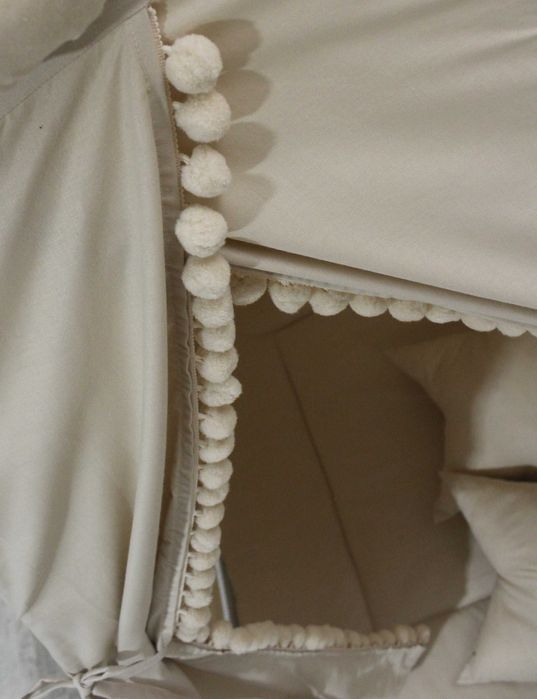 TIPI namiot wigwam beż, pomponiki