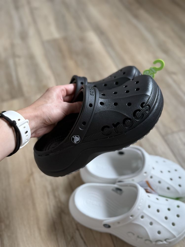 Crocs baya platform clog крокси на платформі 36 37 38 39 білі чорні