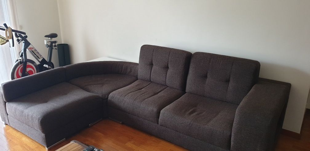 Sofá Castanho com chaise longue