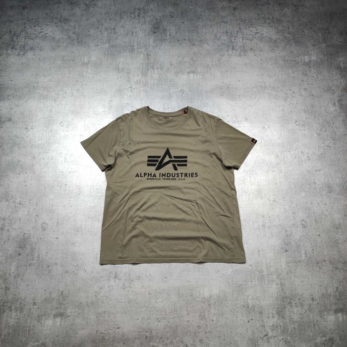 MĘSKA Koszulka PREMIUM Duże Logo Military Alpha Industries Oliwka