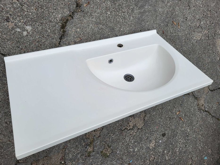 Zlew zlewozmywak bialy lazienka kamien masywny 1 komorowy