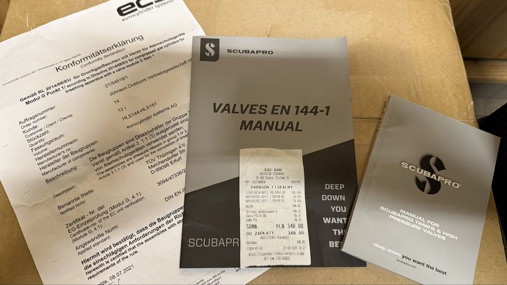 Butla stalowa 15 Scubapro z podwójnym  zaworem