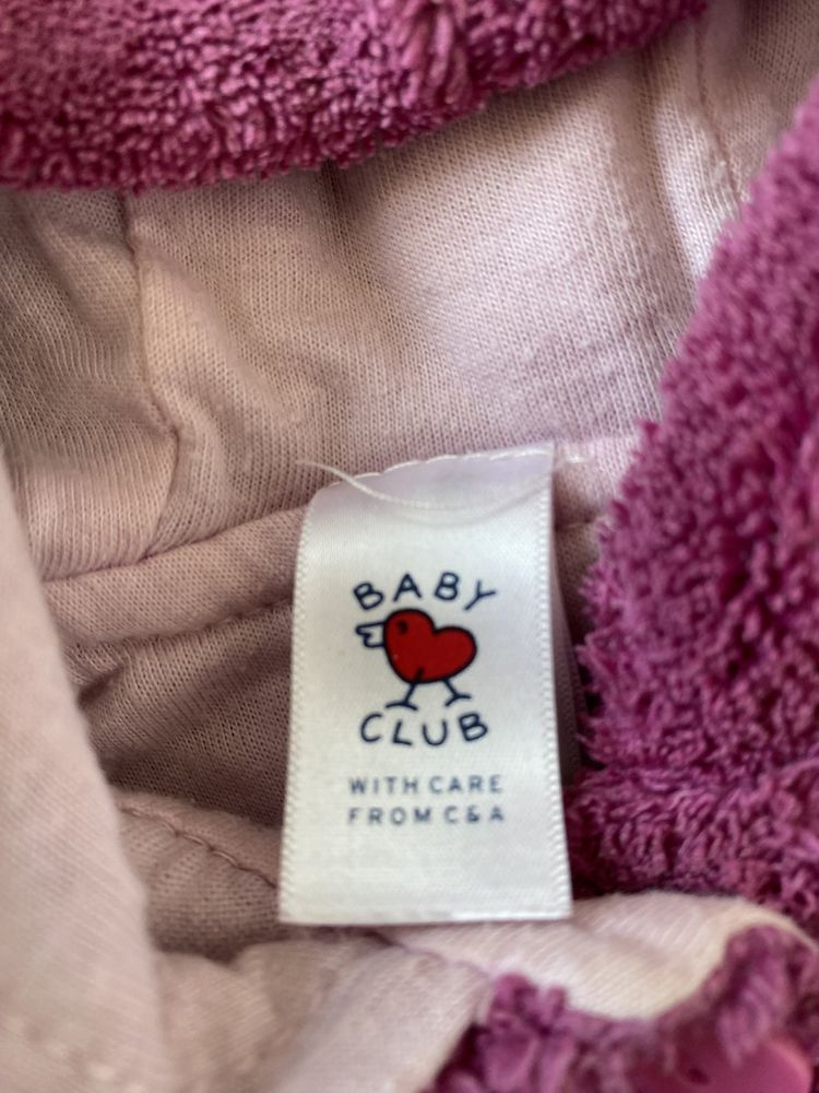 Fioletowa bluza niemowlęca z kapturem (Baby Club, r. 68)