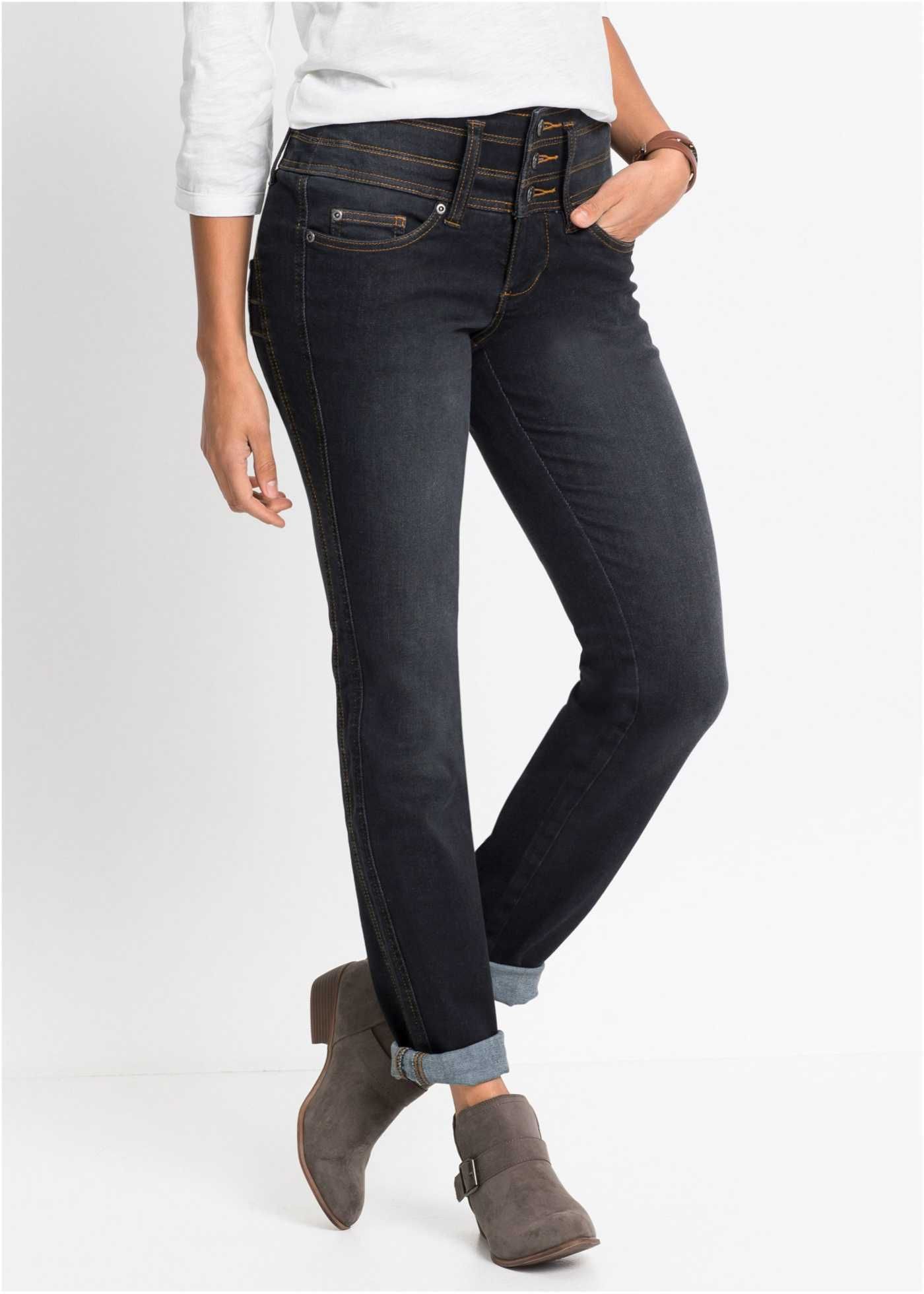 Jeans czarne wyszczuplające na szerokim pasku R 40