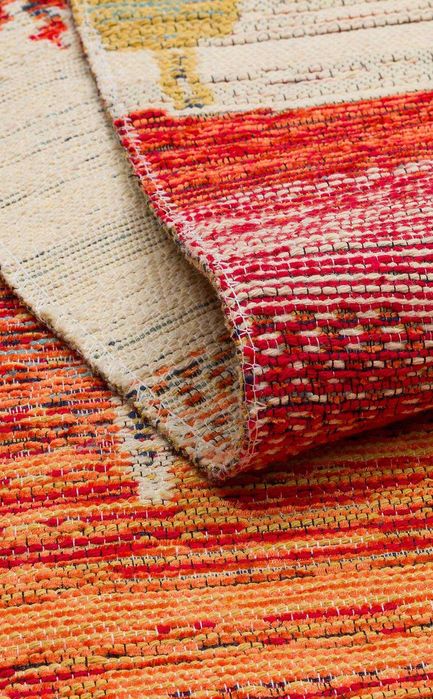 Dwustronny Dywan Kilim do Prania w Abstrakcyjny Wzór Krajobrazu 80x150