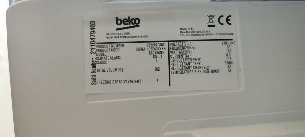 Części Chlodz.-zamr. Beko MCNA406E40ZXB (K60406NE)