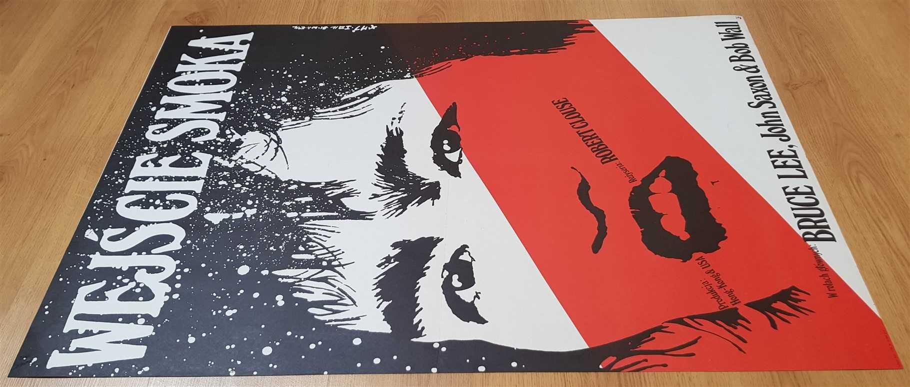 WEJŚCIE SMOKA, plakat filmowy z 1981 Erol, plakat PRL, Bruce Lee