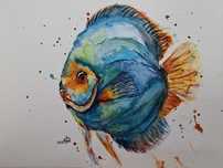 Aguarela peixe azul / Watercolor blue fish
