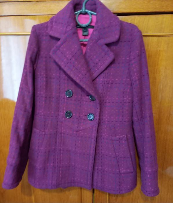 Напівпальто жіноче вовняне на бавовняній підкладці, фіолетовог