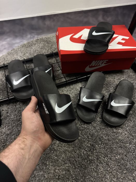 Шлепки Nike swoosh black шльопки лапті тапочки найк 40-45