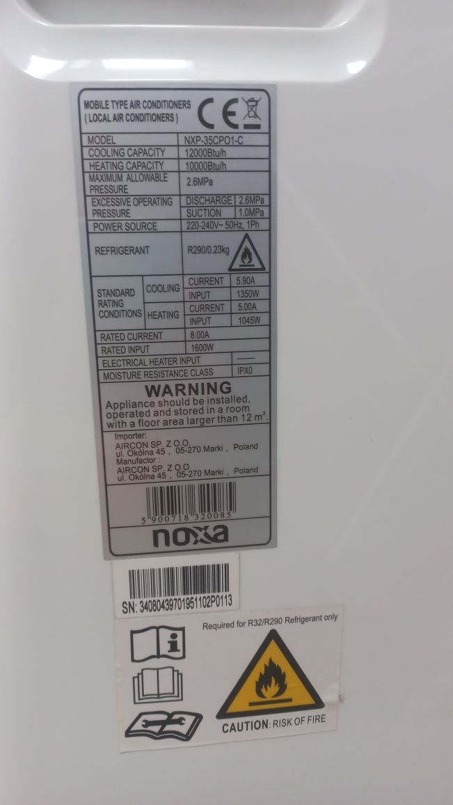Noxa NXP-35CPO1-C klimatyzator przenośny