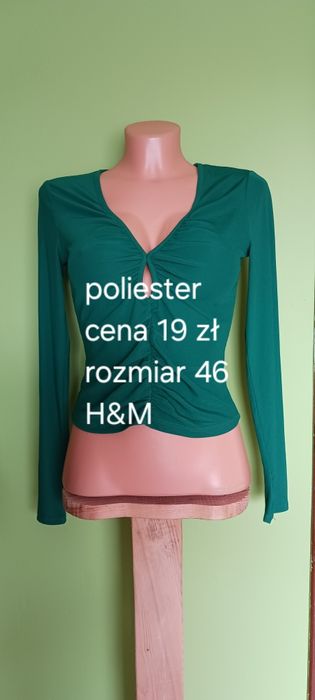 Zielona bluzeczka ozdobnie drapowana H&M rozm.36