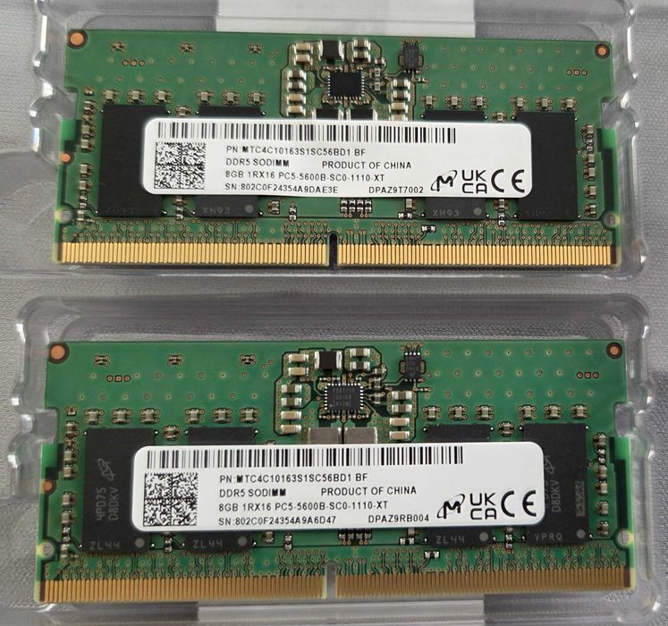 Micron DDR5 5600 MHz 16GB (2×8GB) SODIMM — оригінальна пам’ять Lenovo