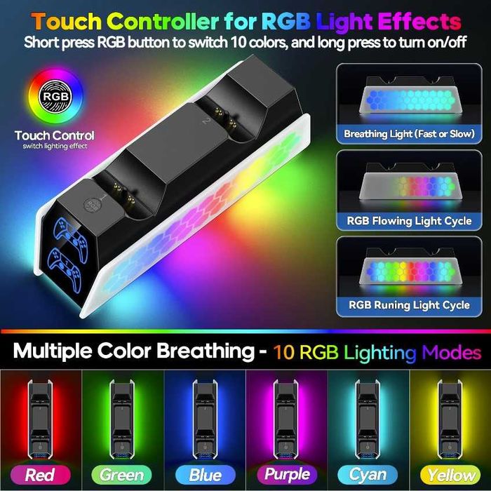 Зарядна станція RGB для DualSense PS5