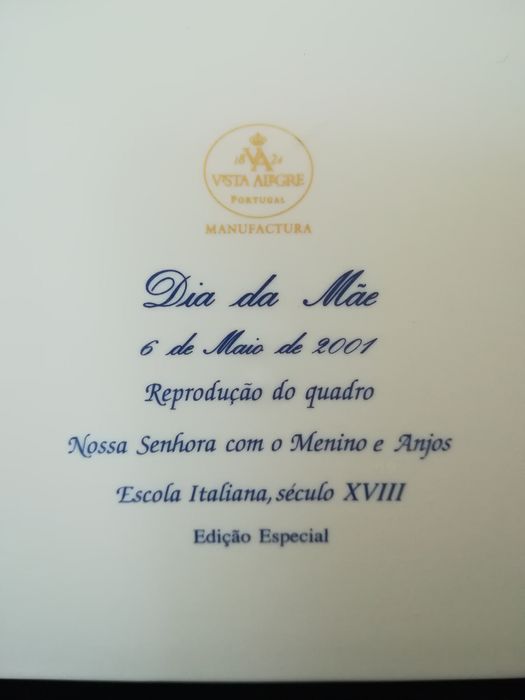 Placa em porcelana Vista Alegre dia da mãe 2001