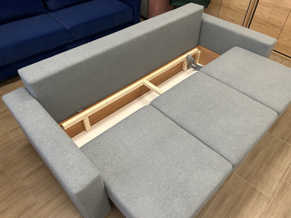 Kanapa, sofa z funkcją spania pojemnik na pościel Lux materiał baranek