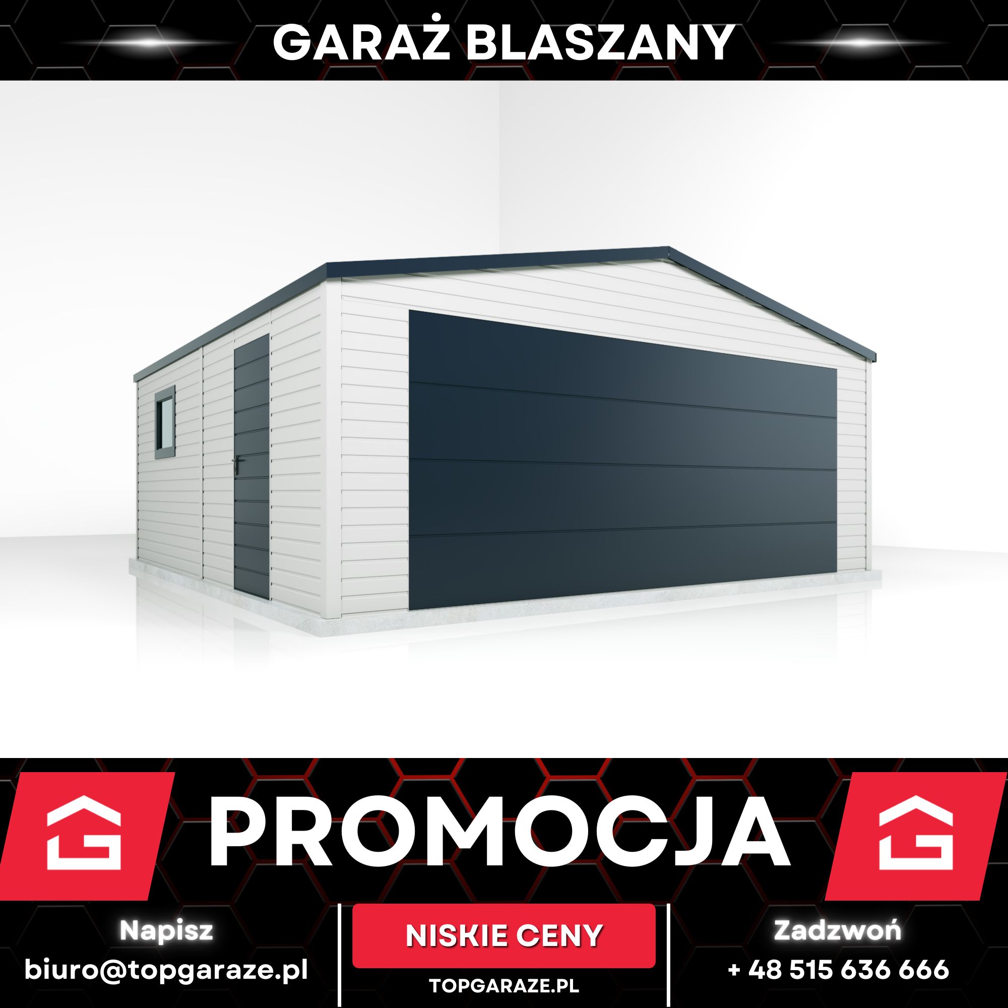 Garaż 6x5m blaszany z bramą segmentową – garaże blaszane na wymiar
