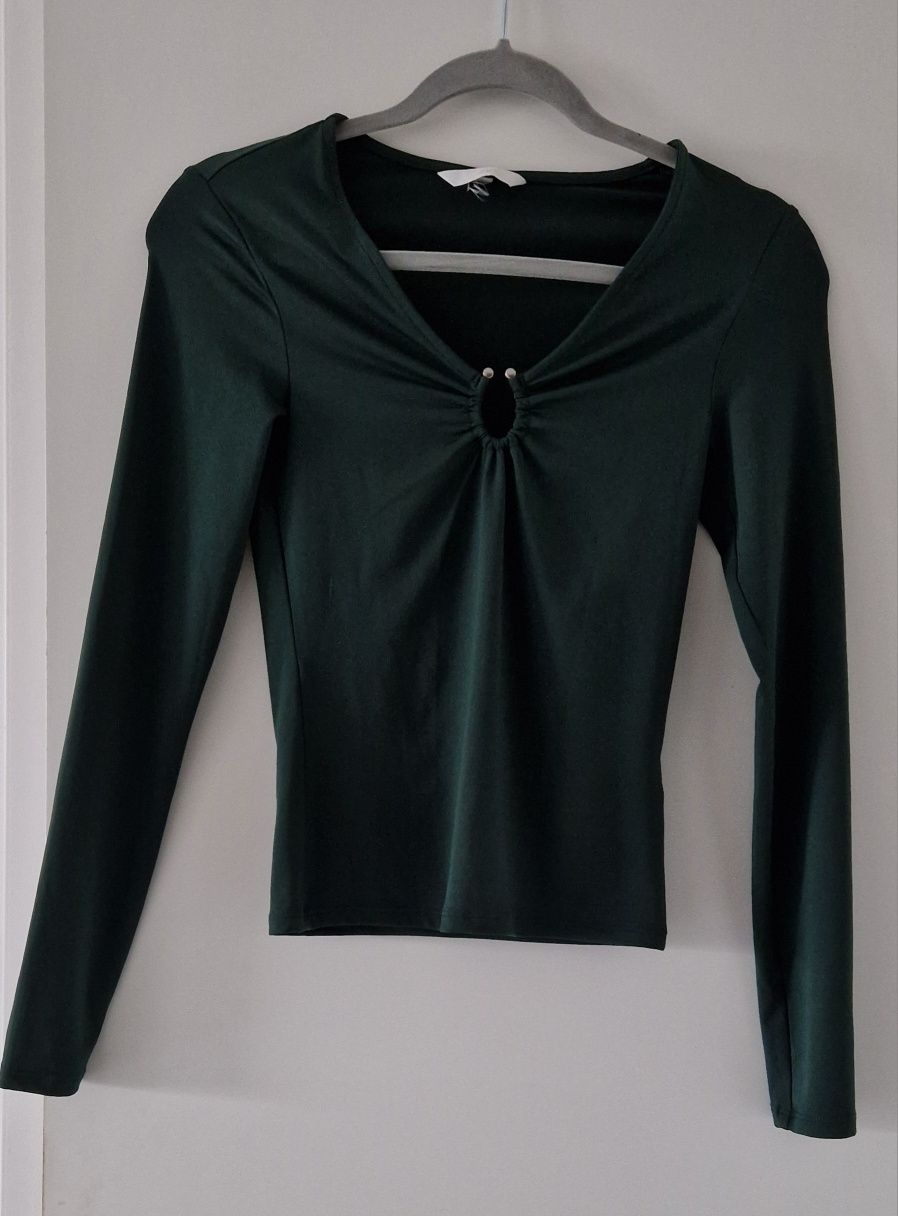Bluzka top zielona z klamerką XS/S H&M
