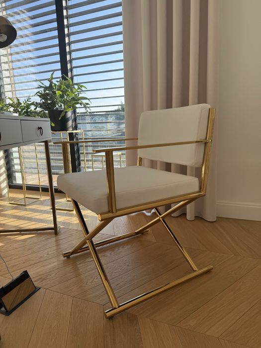 Fotel Glamour złoto - biały