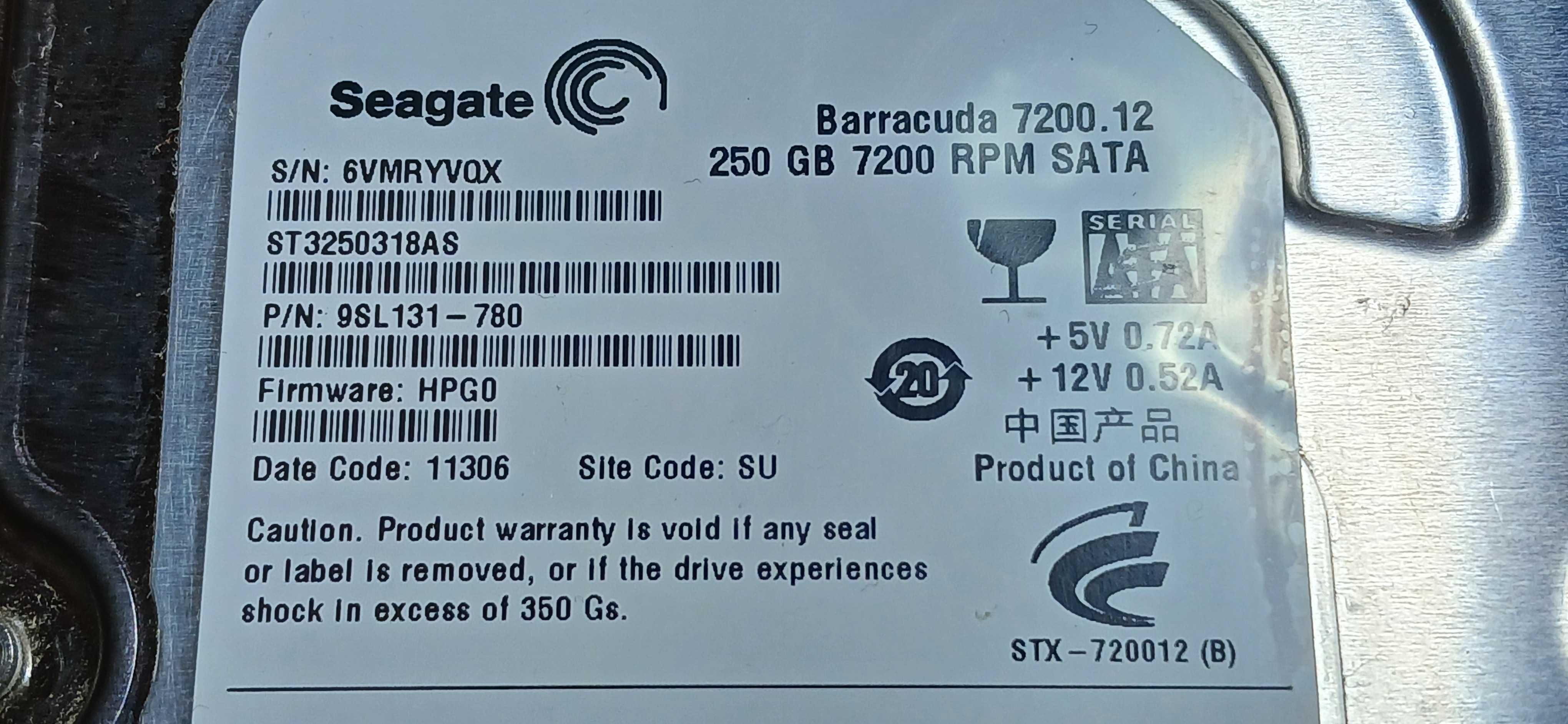 Винчестер жеский диск винт Seagate Barracuda 250GB 7200rpm