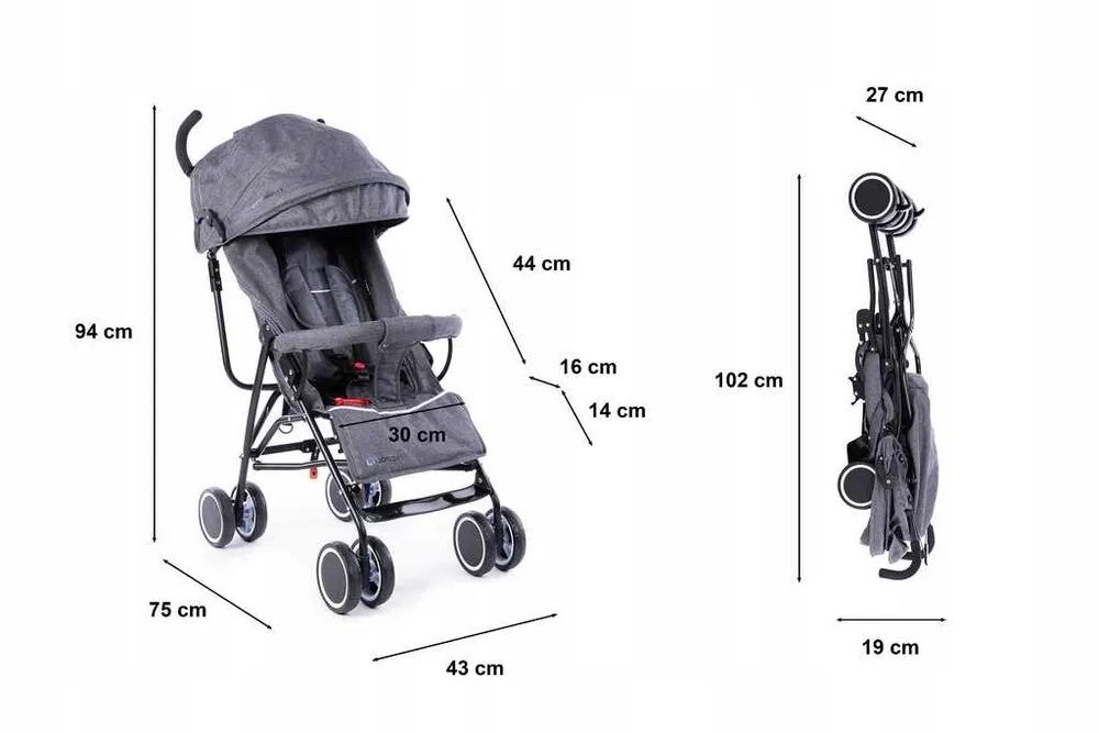 Wózek Spacerowy Parasolka Kidnort Sparrow - Grafit