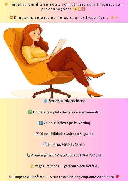 Limpeza & Conforto — A sua casa a brilhar, enquanto cuida de si.