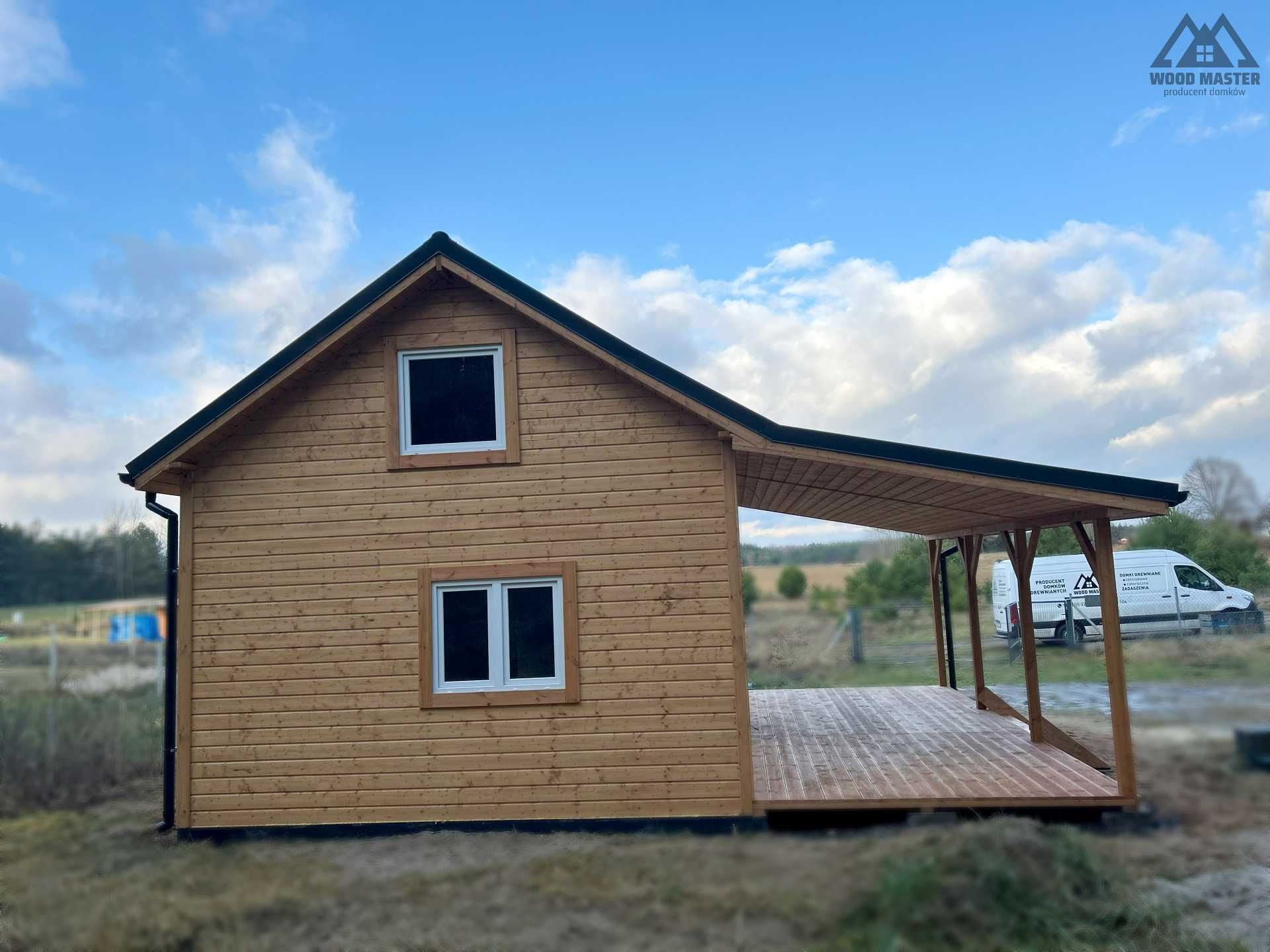 Domek letniskowy drewniany 7x5 m i 3x7 m taras