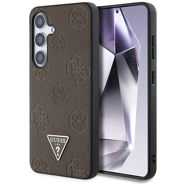 Etui Guess Grained Hot Stamp Peony Pattern Triangle Logo MagSafe na Sa