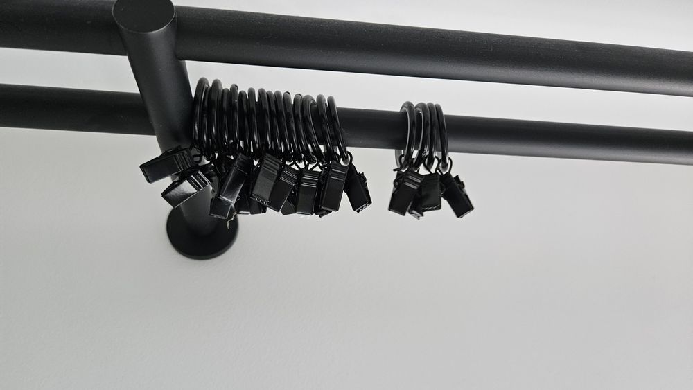 Czarny podwójny karnisz 200 cm