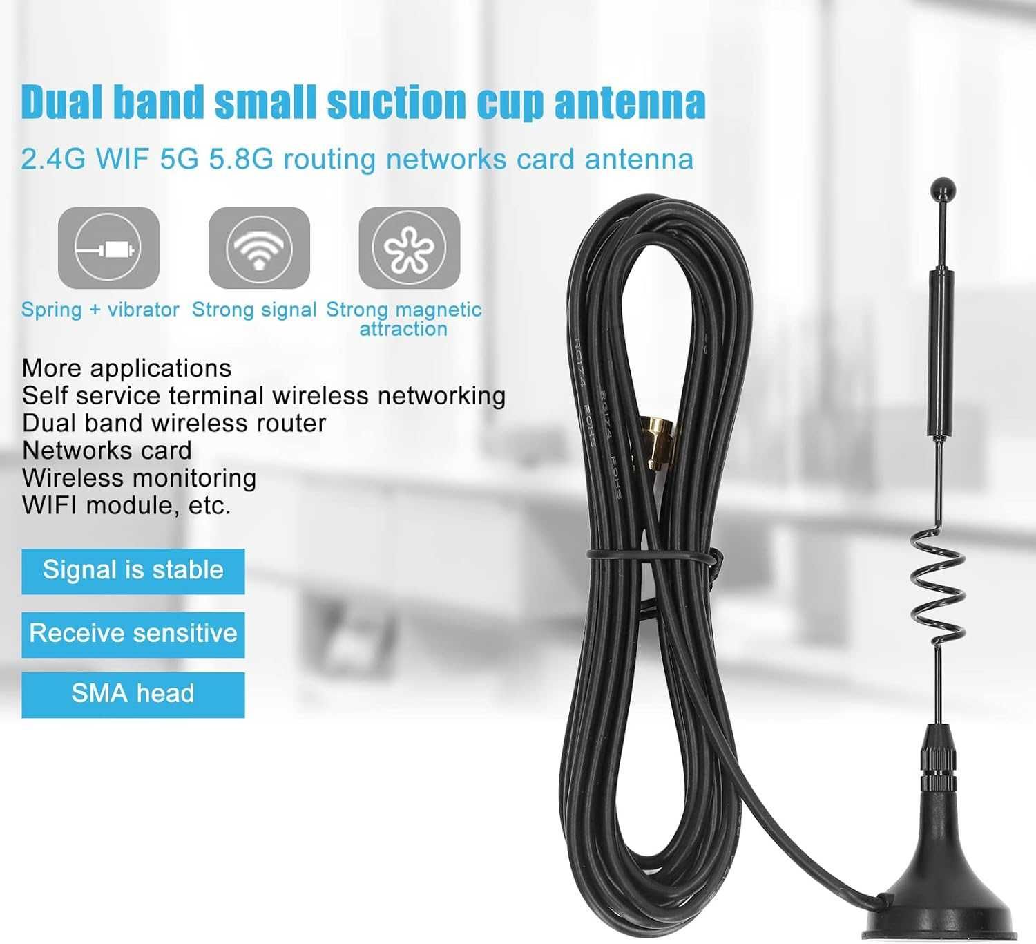 Antena z podstawą magnetyczną Antena o Dużym Wzmocnieniu - 7dbi