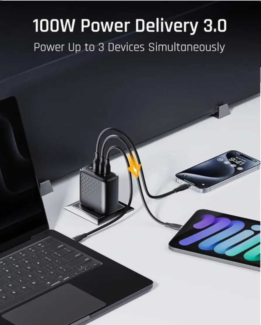 Швидка зарядка для смартфонів планшетів VOLTME 100W GAN 3