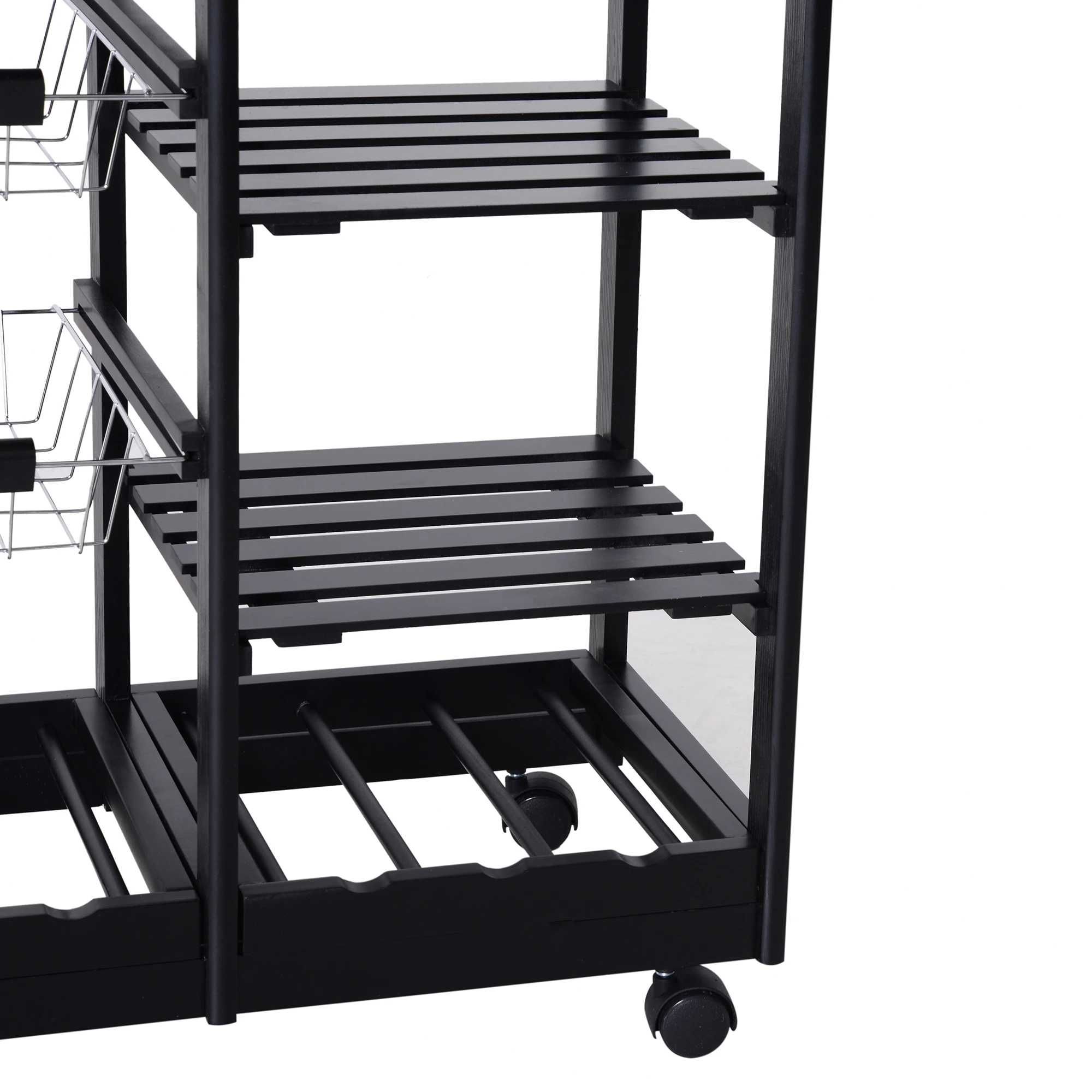 HOMCOM® barek wózek KUCHENNY na kółkach szuflady PÓŁKA NA WINO