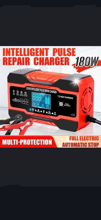 Зарядка для аккумулятора 10А/12v-5A/24v. Імпульсна 7-ступенева зарядка