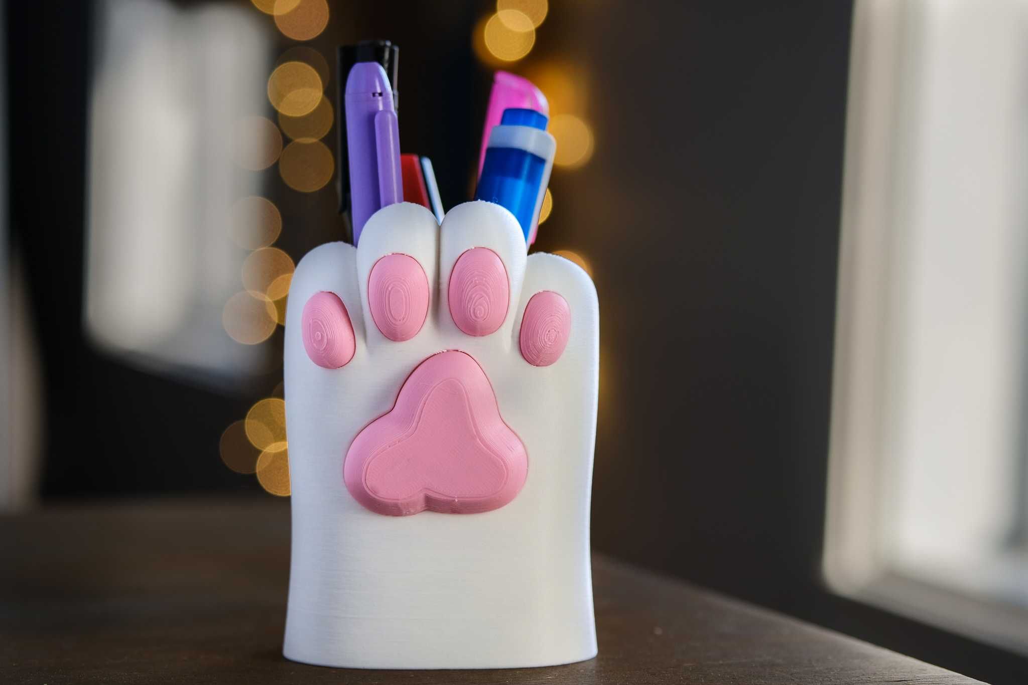 Suporte Canetas Patinha Fofa 3D | Organizador Pet Personalizável
