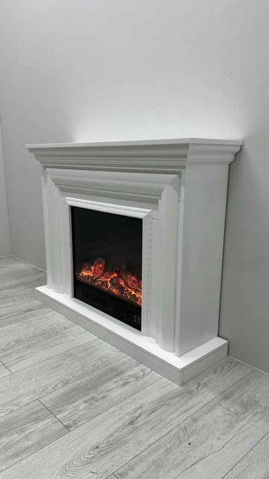 Електричний камін Elizabet White,Bluetooth,звук потріскування дров