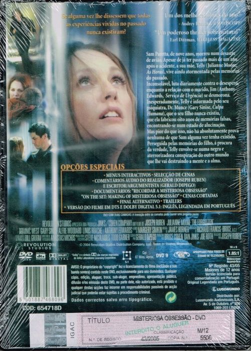 Filme em DVD: MISTERIOSA OBSESSÃO - NOVO! A Estrear! Selado!