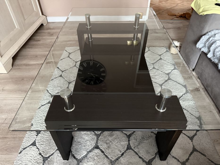 Ława z szklanym blatem kolor wenge