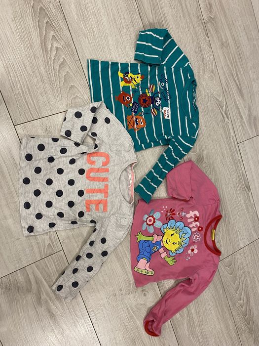 Zestaw dla dziewczynki 80-86 cm. Spodnie i bluzki z dlugim rekawem.