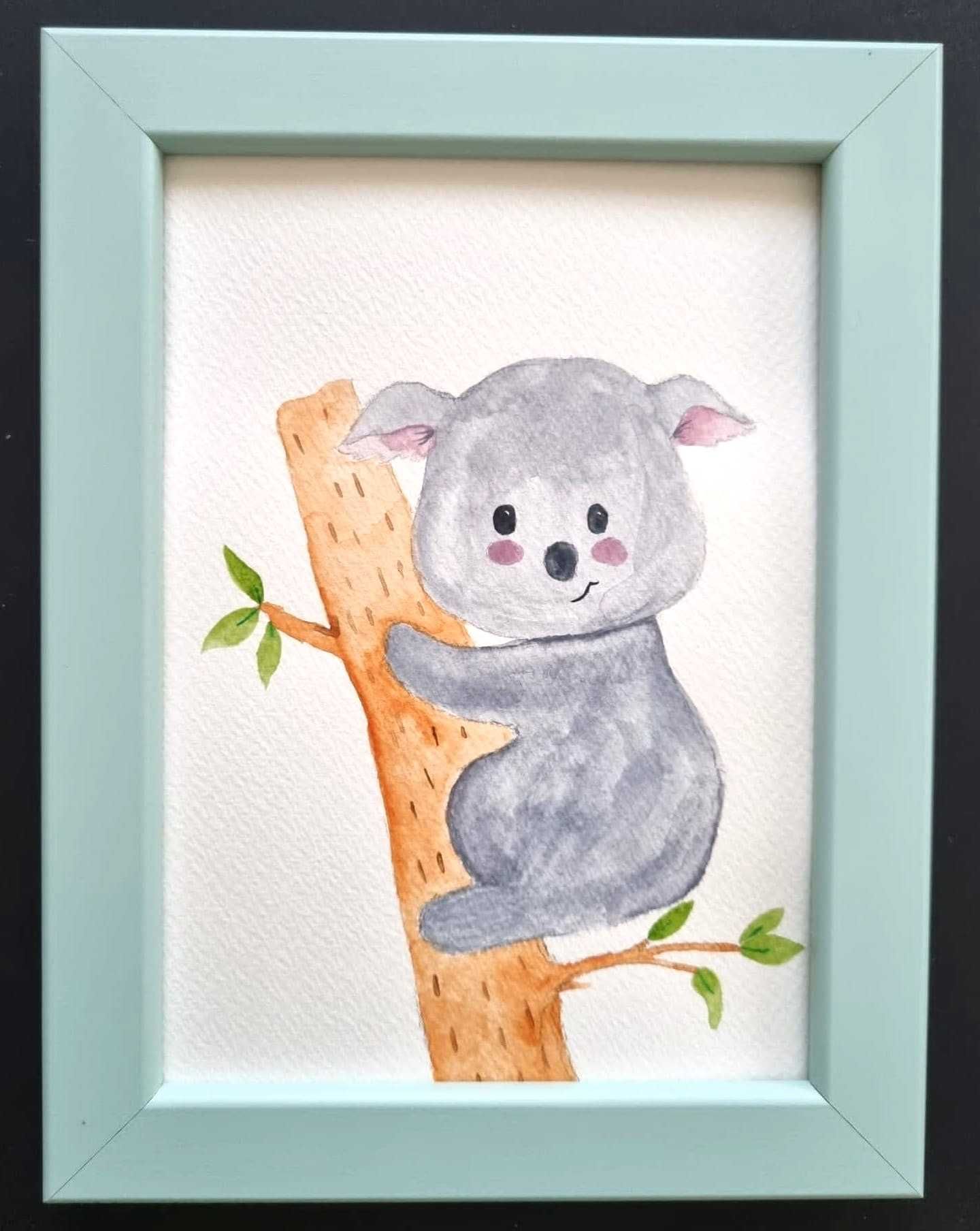 Quadro infantil para decoração com design coala (moldura incluída)