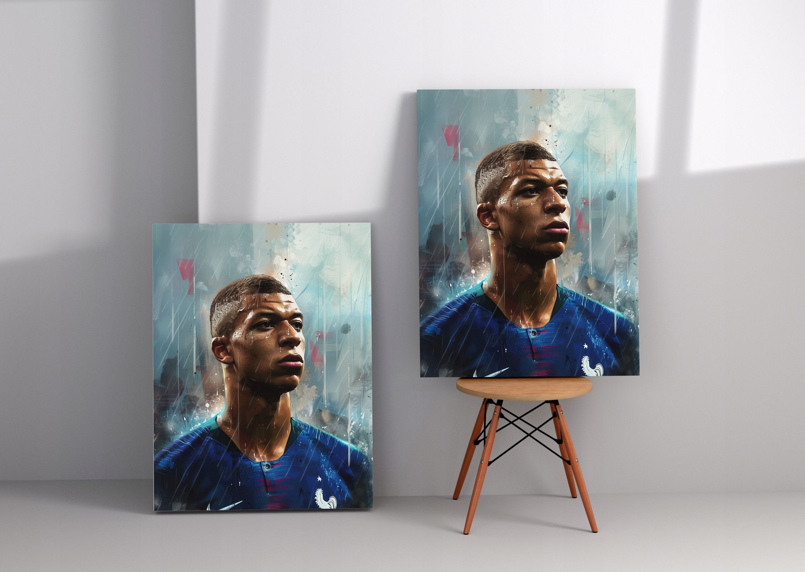 Nowoczesny Portret Kylian Mbappé na Płótnie 75x100 cm do Wnętrz